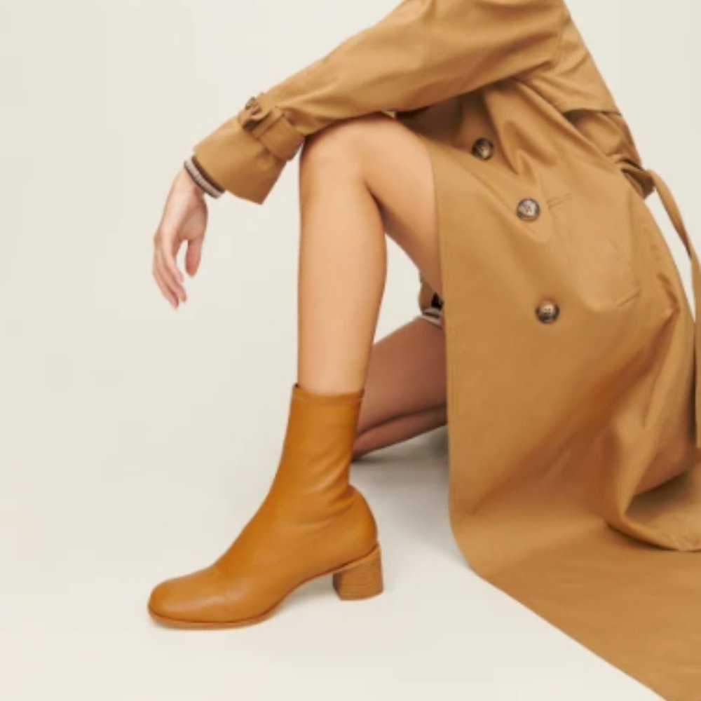 Reformation Louie Stretch Sock Bootie - Nutmeg